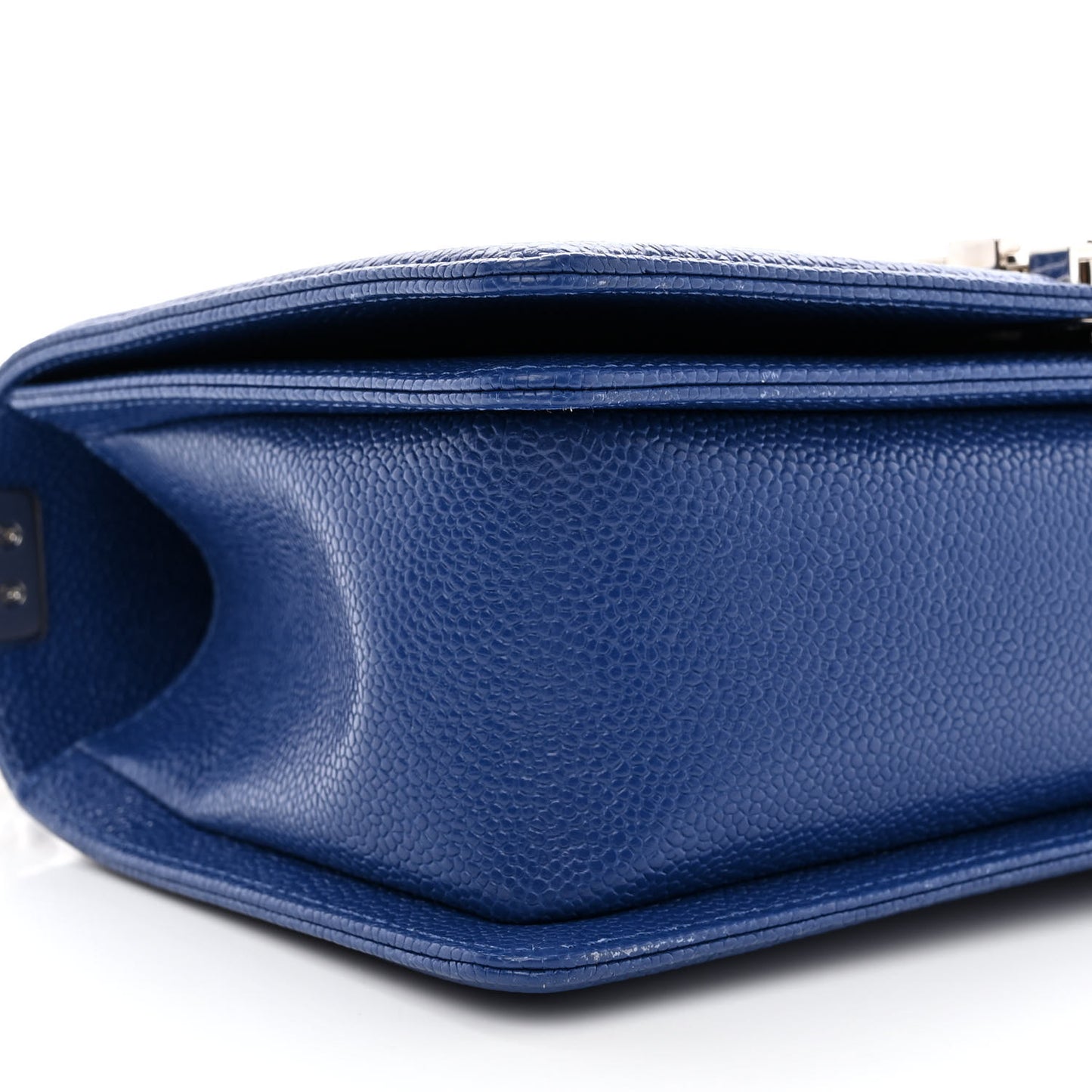 Caviar Chevron Quilted Medium Boy Flap Dark Blue