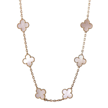 Van Cleef & Arpels 18K Yellow Gold Mother of Pearl 10 Motifs Vintage Alhambra Necklace 1 of 7