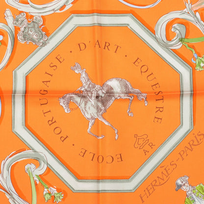 Hermes Silk Ecole Portugaise D'Art Equestre Scarf 90 Orange 3 of 5