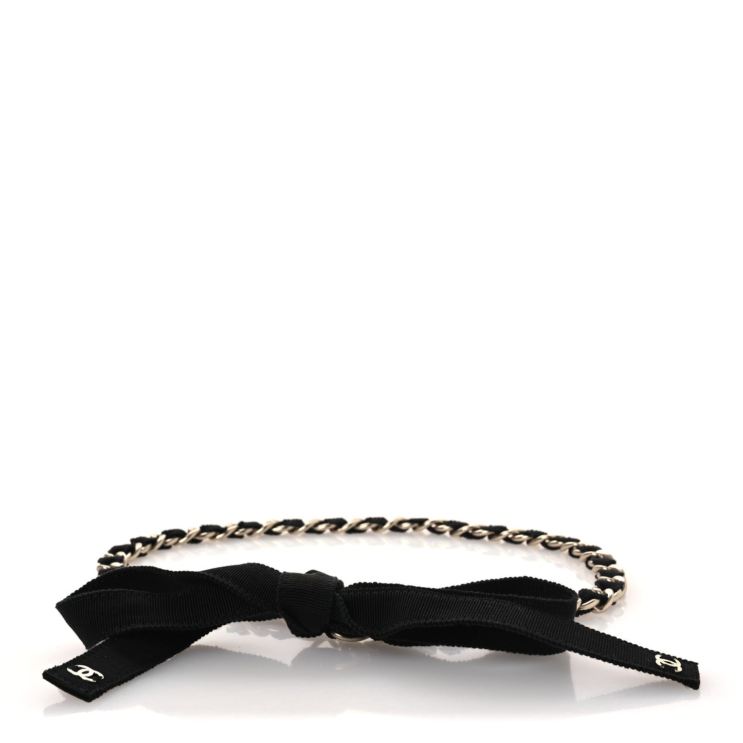Grosgrain Chain CC Bow Belt Black