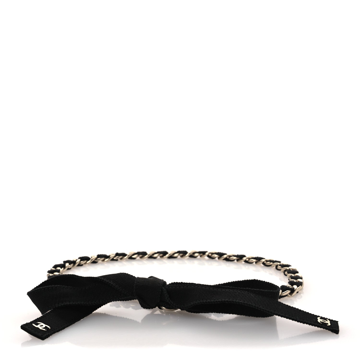 Chanel Grosgrain Chain CC Bow Belt Black 1 of 5