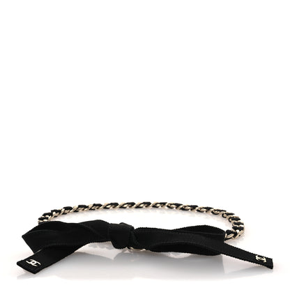 Chanel Grosgrain Chain CC Bow Belt Black 1 of 5