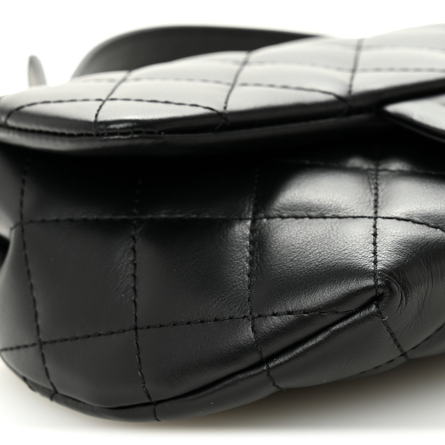 Calfskin Quilted CC Uniform Flap Belt Bag Black