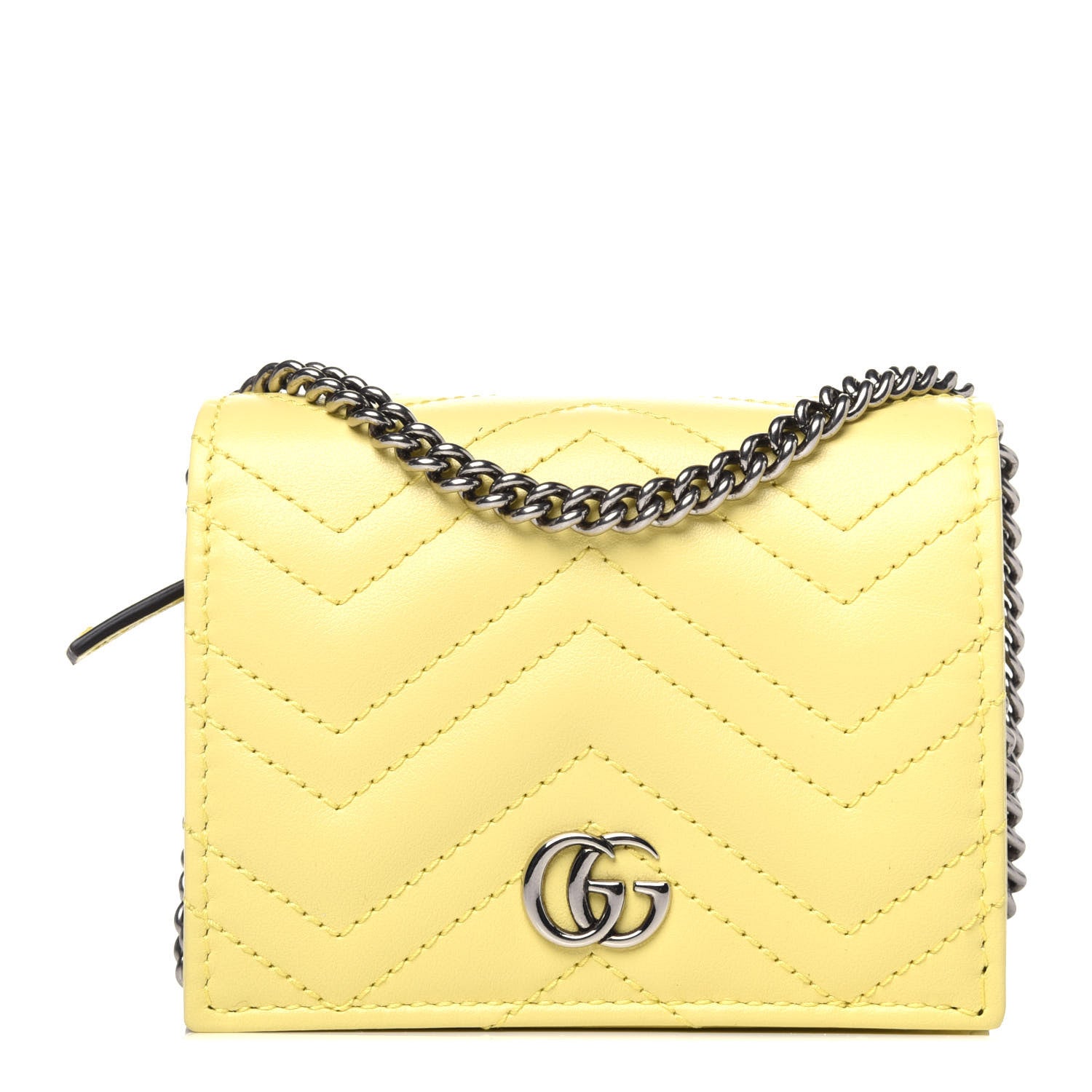 Gucci Calfskin Matelasse GG Marmont Mini Wallet On Chain Banana 1 of 10