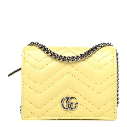 Gucci Calfskin Matelasse GG Marmont Mini Wallet On Chain Banana 1 of 10