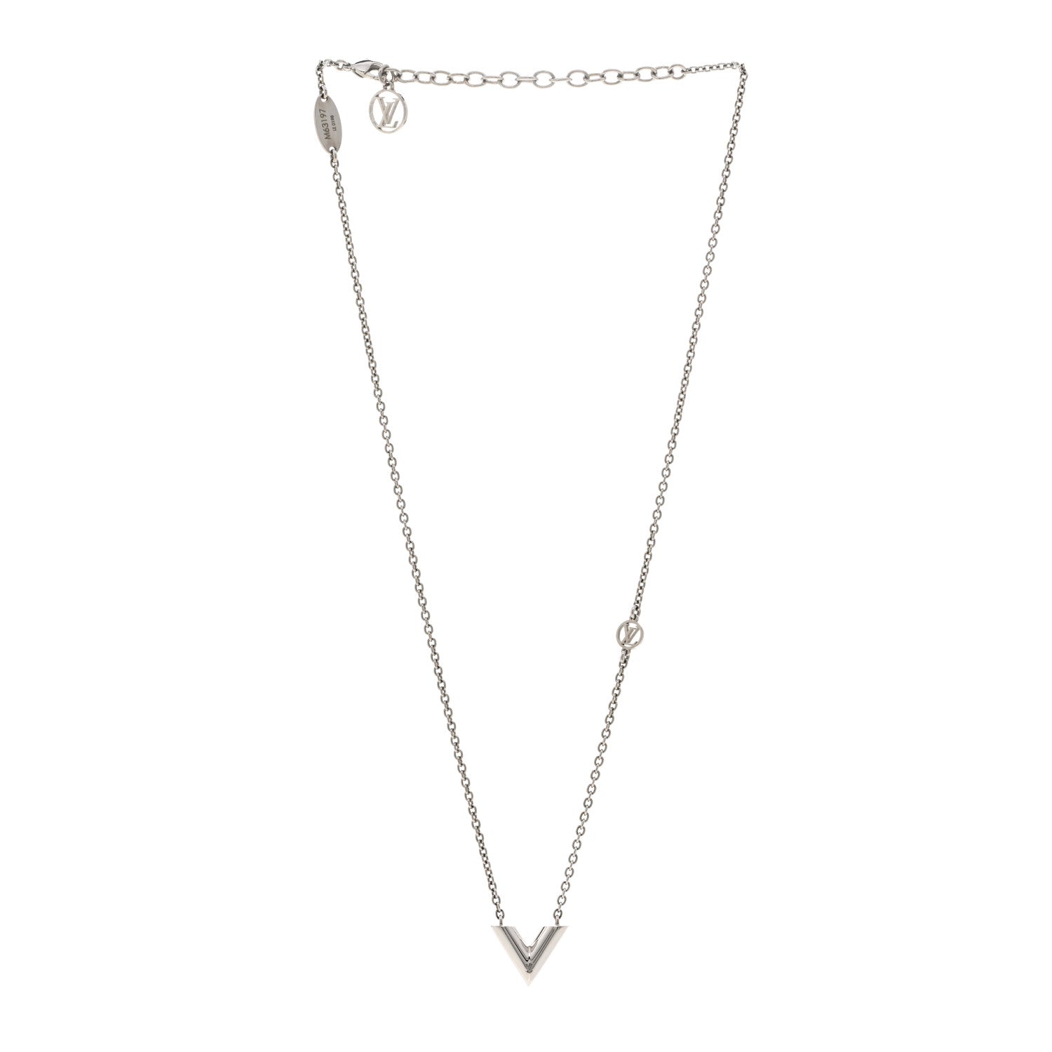 Louis Vuitton Metal Essential V Supple Necklace Silver 3 of 4