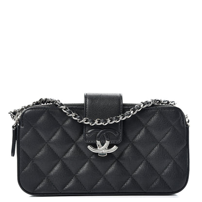 Chanel Goatskin Quilted CC Box Clutch With Chain Black 1 of 11