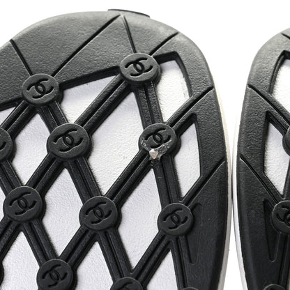 Chanel Fabric Logo Sneakers 37 Navy Black 7 of 9