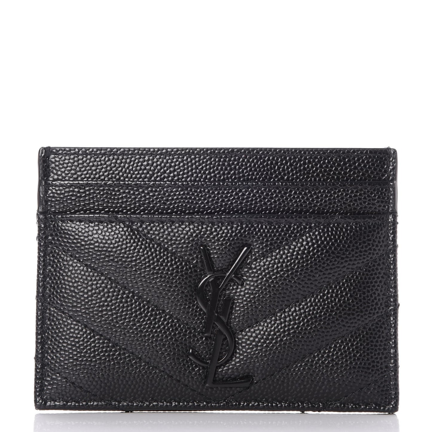 Grain De Poudre Matelasse Chevron Monogram Credit Card Case Black