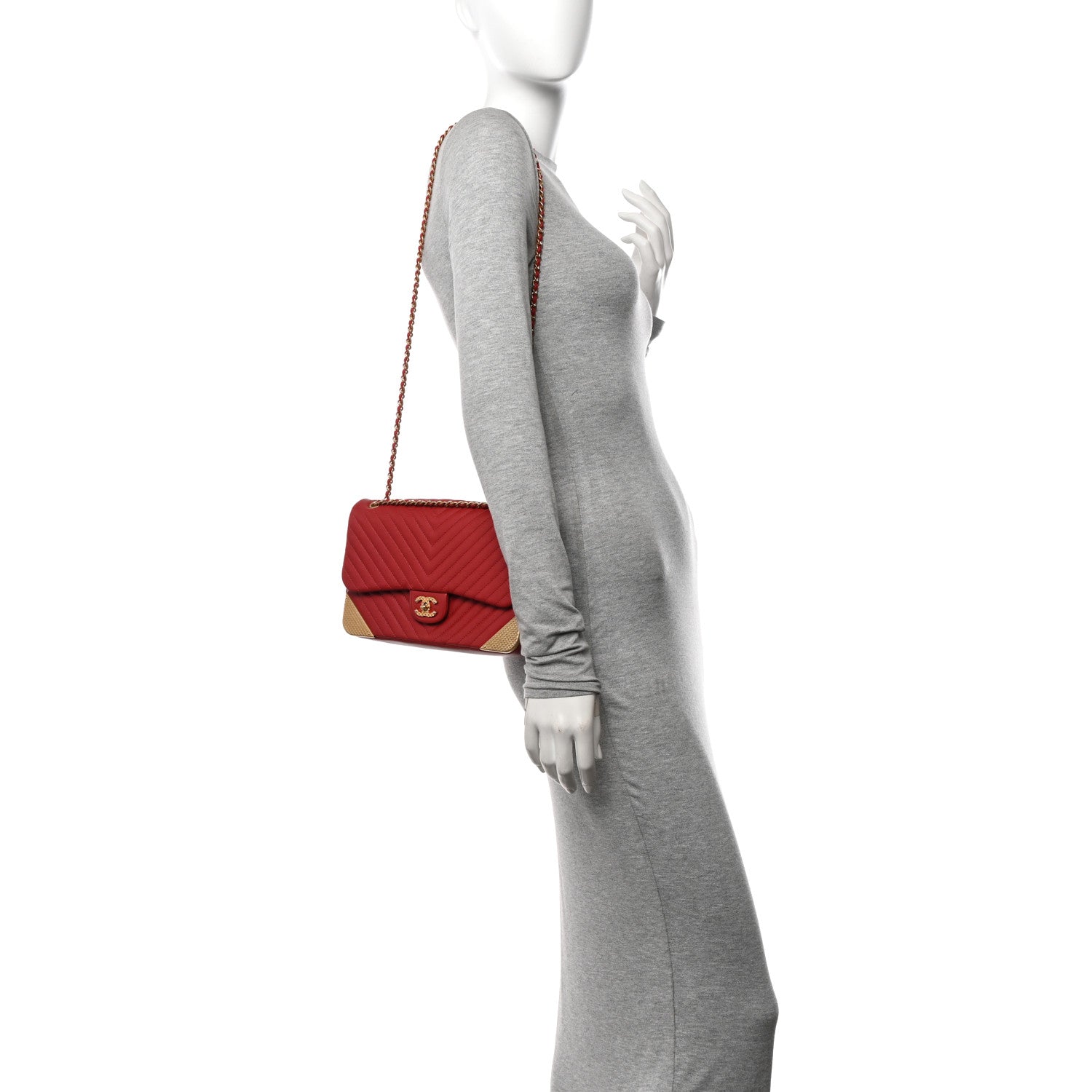 Chanel Calfskin Chevron Quilted Rock The Corner Flap Red 2 of 12