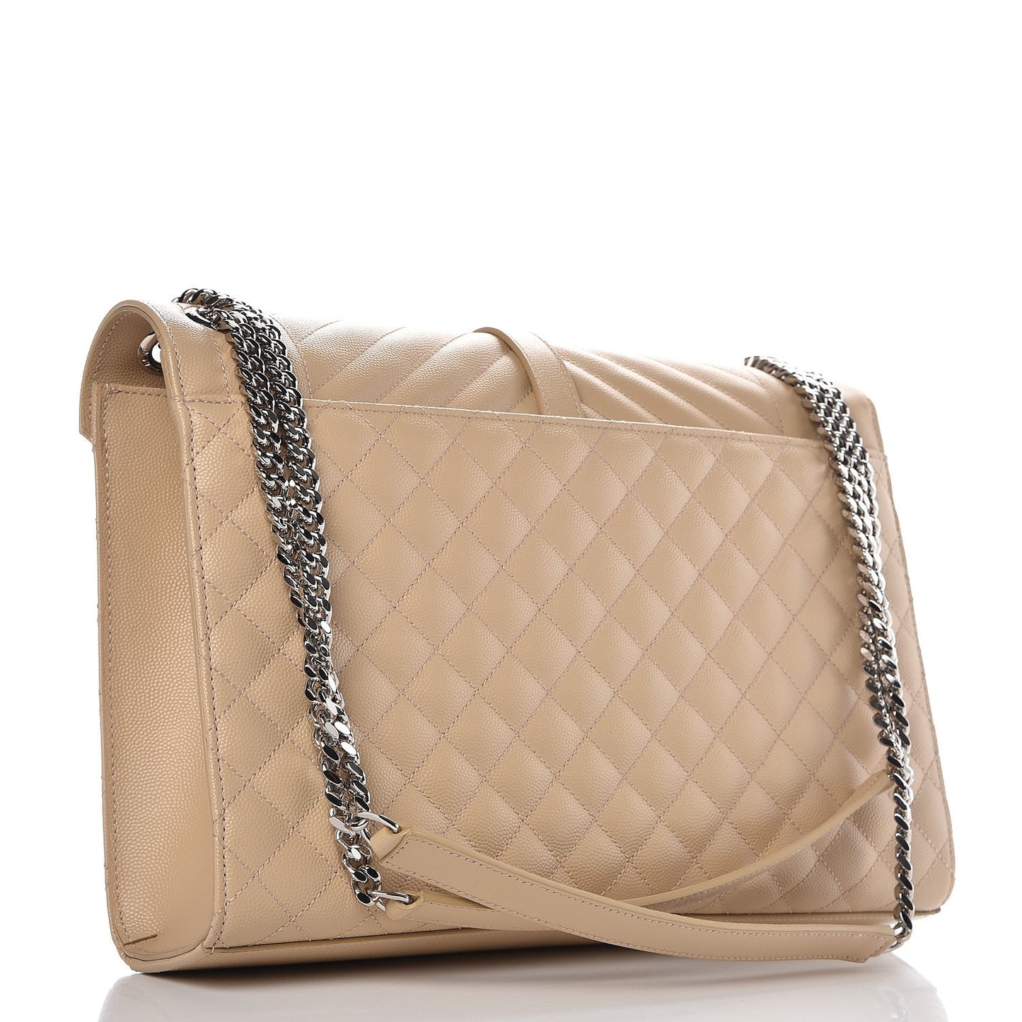 Grain De Poudre Mixed Matelasse Large Triquilt Monogram Satchel Nude Powder