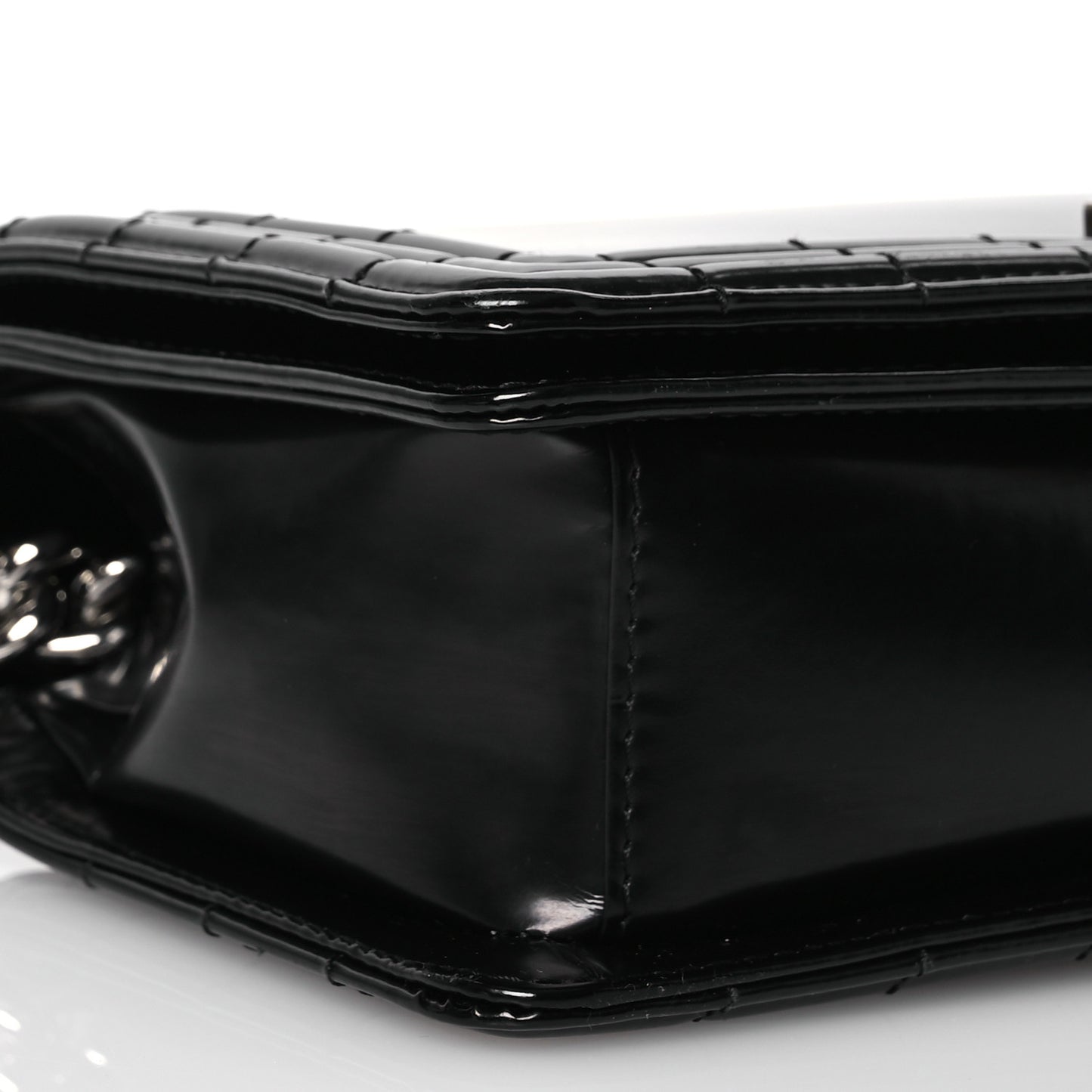 Glazed Calfskin Medium Boy Flap Black