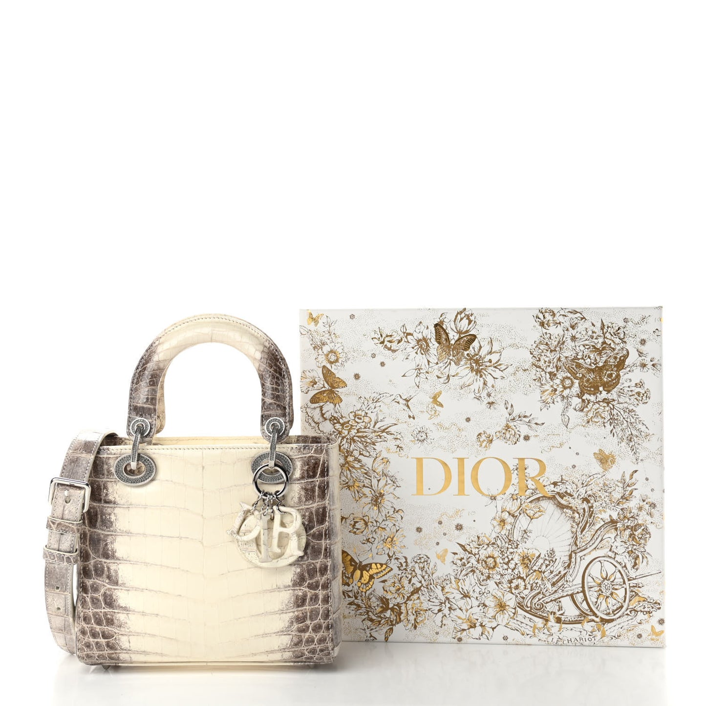 Niloticus Crocodile Himalaya Small Lady Dior White