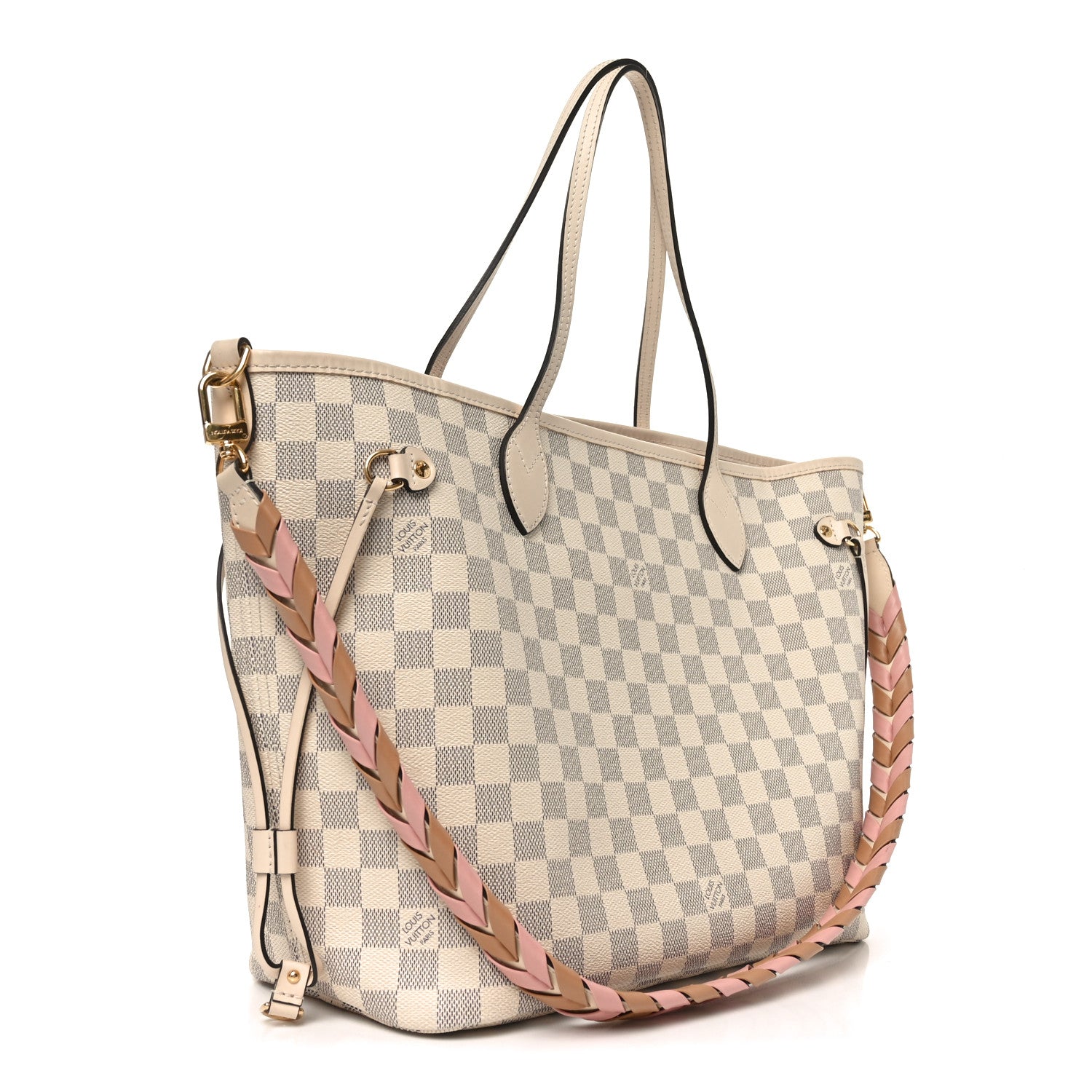 Louis Vuitton Damier Azur Braided Neverfull MM Pink 3 of 10
