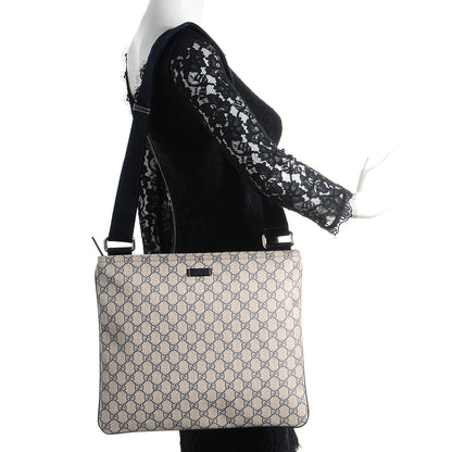 Gucci GG Plus Monogram Large Flat Messenger Bag Beige Blue 2 of 7