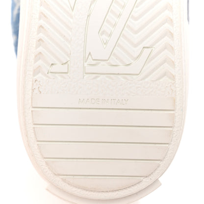 Louis Vuitton Calfskin Monogram Denim Womens Charlie Sneakers 36 White Blue 7 of 11