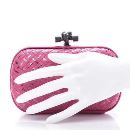 Bottega Veneta Nappa Intrecciato Metallic Placcato Knot Clutch Rose Shock 2 of 6