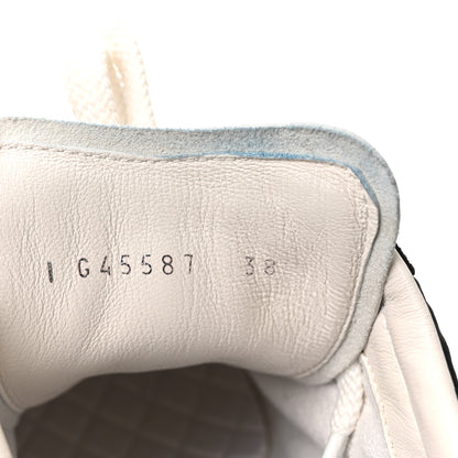 Chanel Nylon Suede Kidskin Calfskin Logo Sneakers 38 Black White 9 of 10