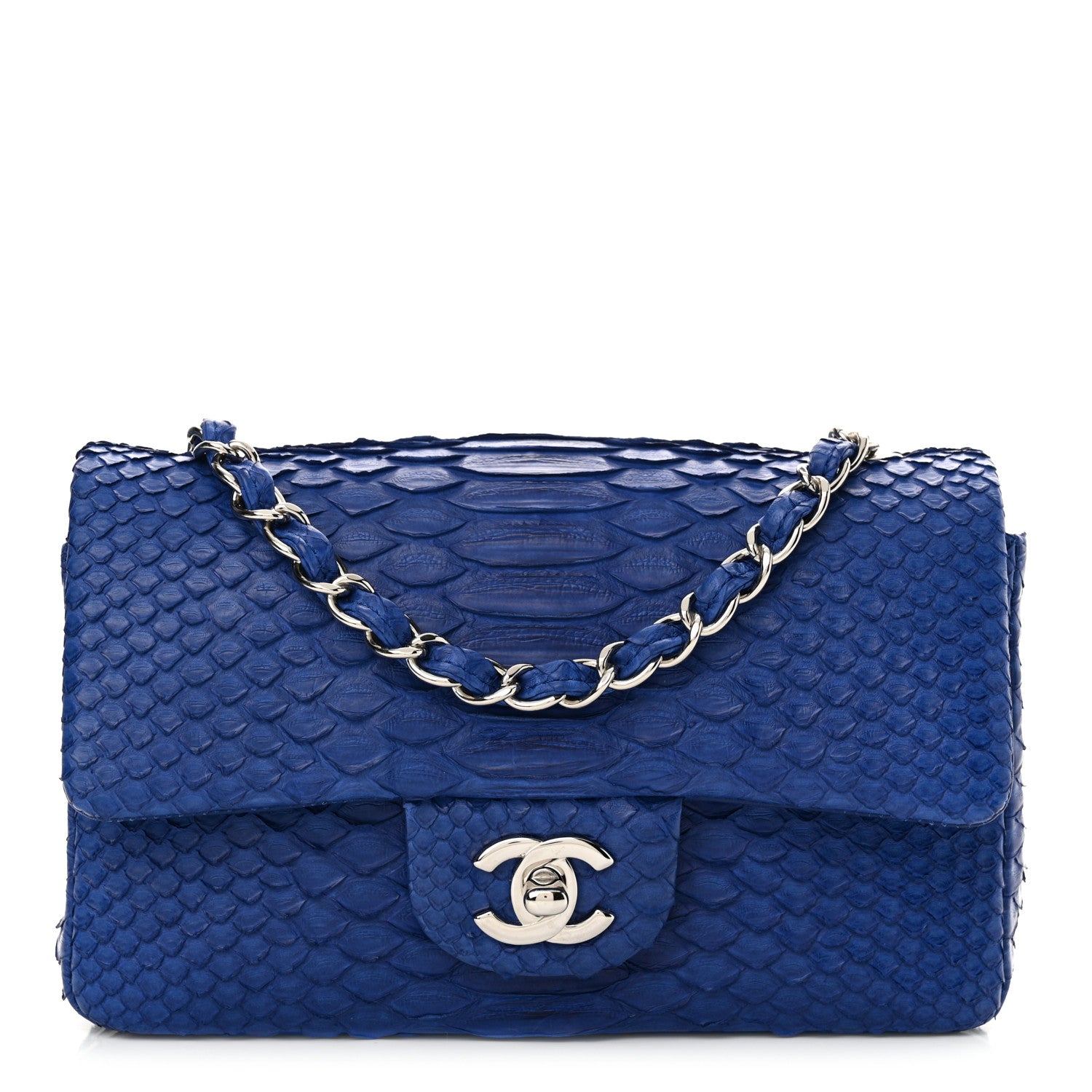 Chanel Snakeskin Mini Rectangular Flap Blue 1 of 10
