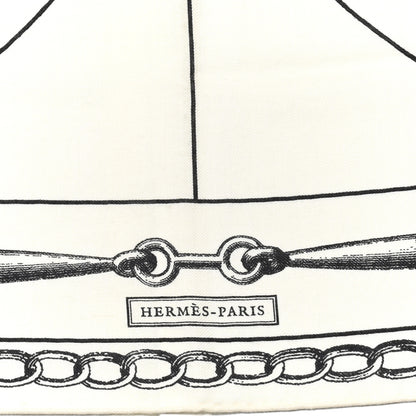 Hermes Cashmere Silk L'Effet Kaleidoscope Shawl 140 White Black 2 of 5