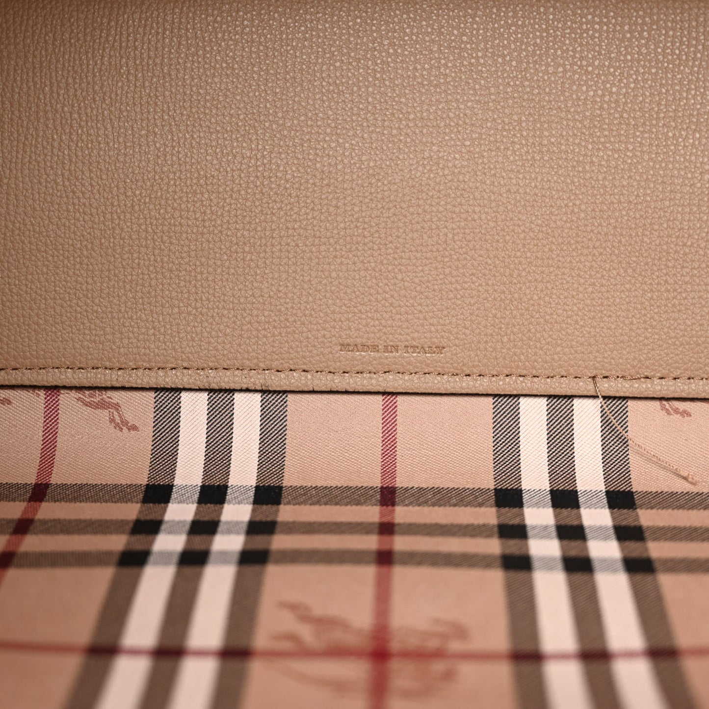 Grainy Calfskin Haymarket Check Medium Reversible Tote Camel