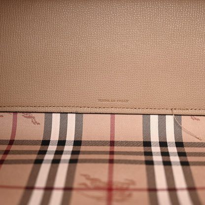 Burberry Grainy Calfskin Haymarket Check Medium Reversible Tote Camel 9 of 16