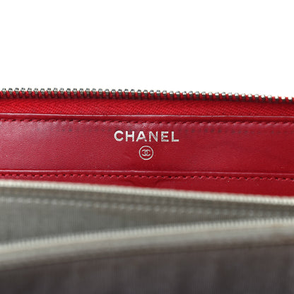 Chanel Patent Quilted Brilliant Zip Around Wallet Red 6 of 11