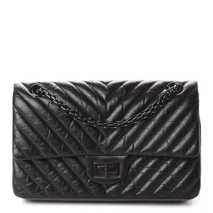 Chanel Aged Calfskin Chevron Quilted 2.55 Reissue 225 Flap So Black 1 of 11