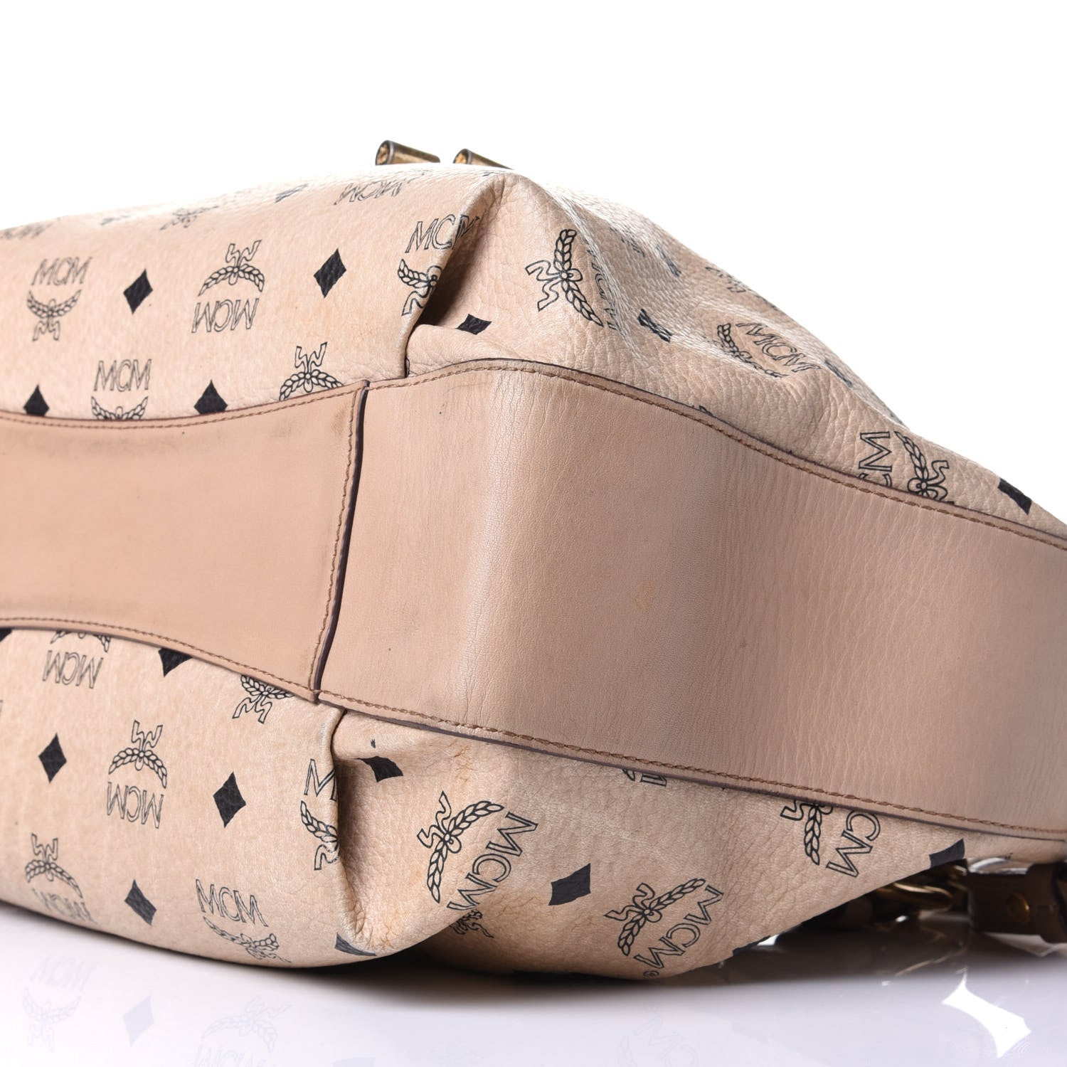 MCM Visetos Drawstring Bucket Bag Beige 12 of 13