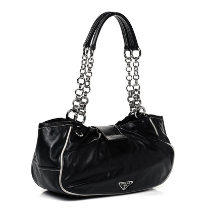 Prada Vitello Daino Front Pocket Hobo Black 3 of 10