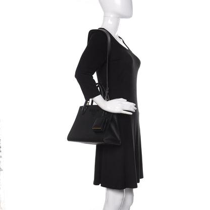 Prada Saffiano Cuir Calfskin Small Monochrome Top Handle Tote Black 2 of 9