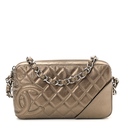Chanel Metallic Aged Calfskin Quilted Cotton Club Pochette Bronze 1 of 12