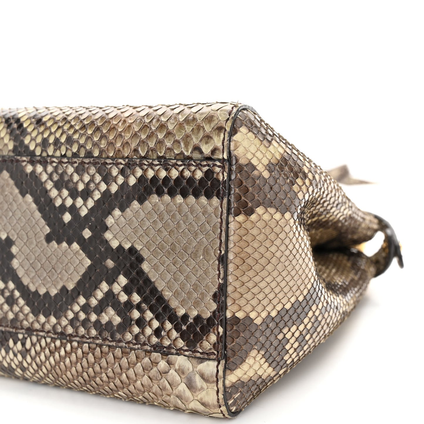 Snakeskin Camoscio Mini Peekaboo Iconic Satchel Asfalto Nocciola