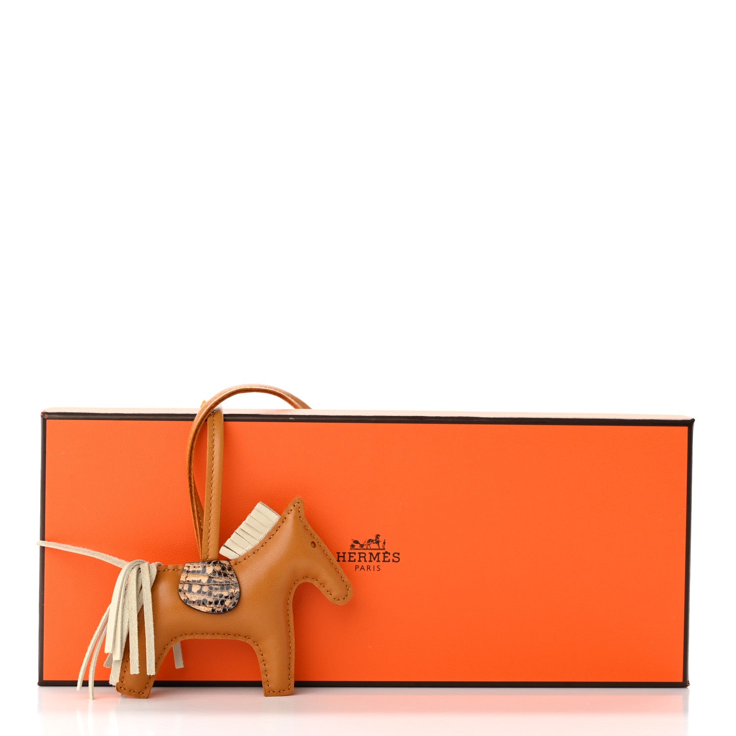 Hermes Milo Lambskin Lizard Touch Grigri Rodeo Horse Bag Charm PM Sesame Craie Desert 4 of 4