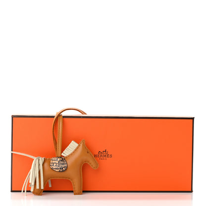Hermes Milo Lambskin Lizard Touch Grigri Rodeo Horse Bag Charm PM Sesame Craie Desert 4 of 4