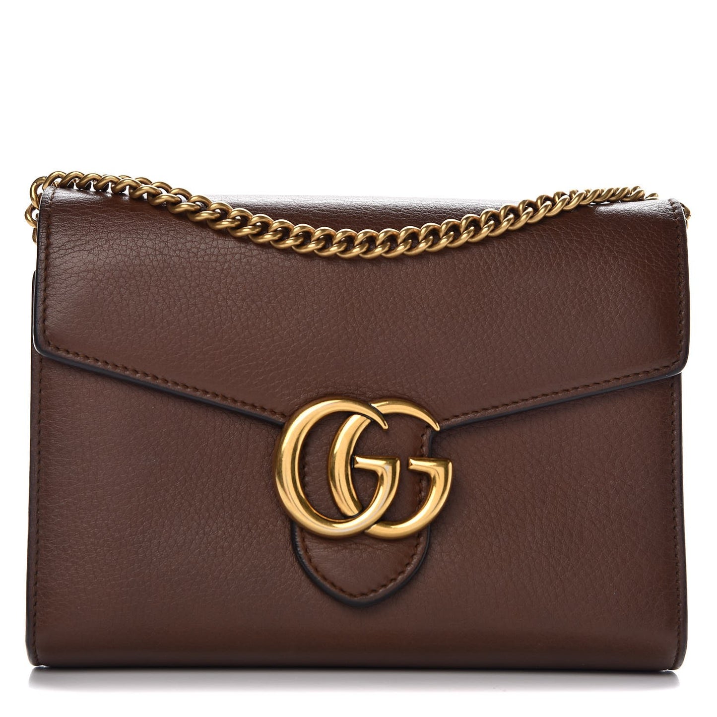 Cellarius Calfskin GG Marmont Chain Wallet Nut Brown
