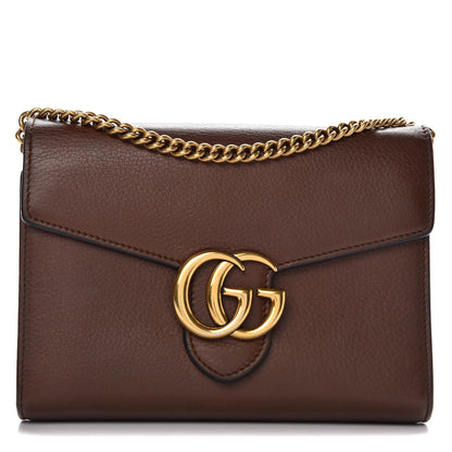 Gucci Cellarius Calfskin GG Marmont Chain Wallet Nut Brown 1 of 11