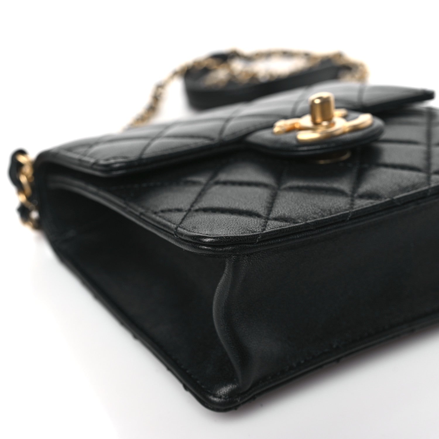 Chanel Lambskin Quilted Chic Pearls Flap Black 8 of 9