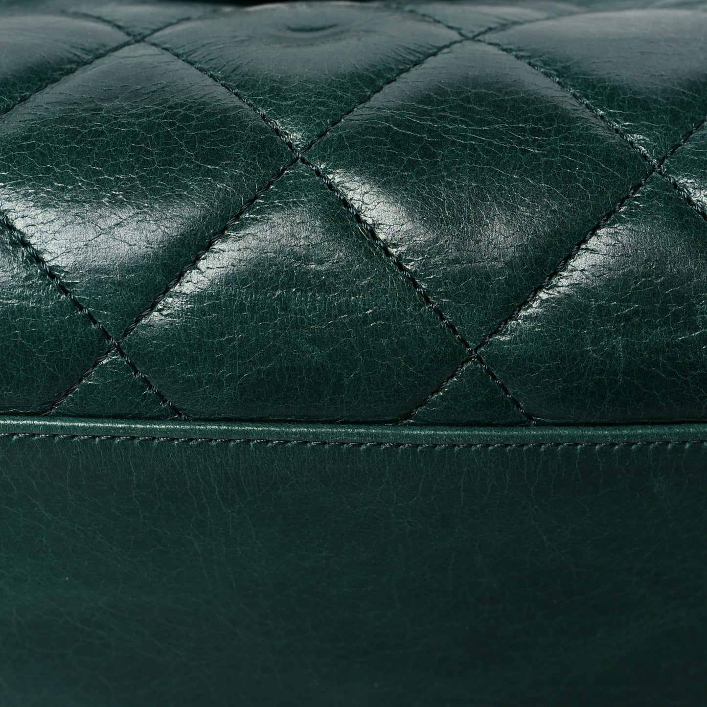 Glazed Calfskin Quilted Large CC Delivery Tote Green