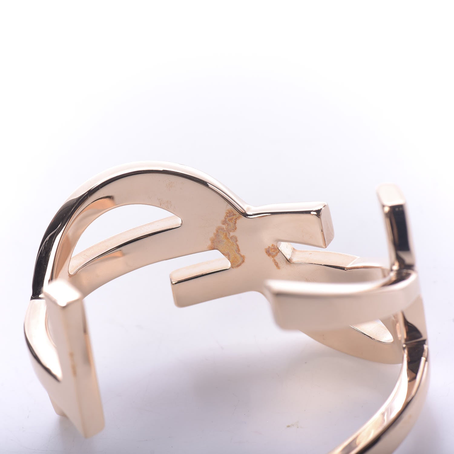 Saint Laurent Brass Monogram Large Cuff Bracelet Rose Gold 5 of 6