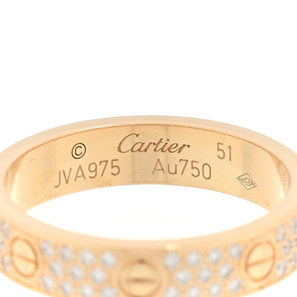 Cartier 18K Yellow Gold Diamond 4mm LOVE Wedding Paved Band Ring 51 5.75 4 of 4