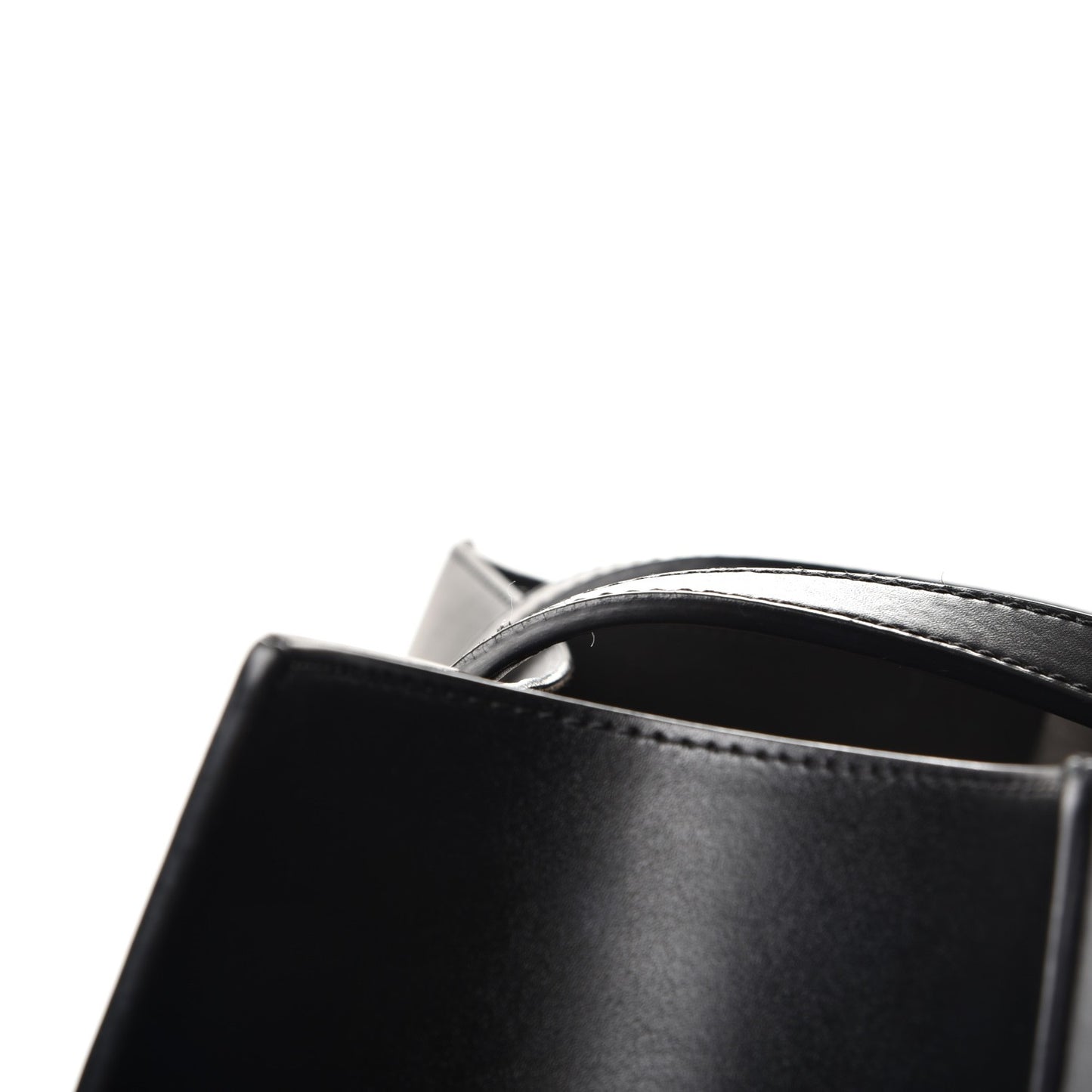 Calfskin Logo Debossed Medium Shopper Tote Black