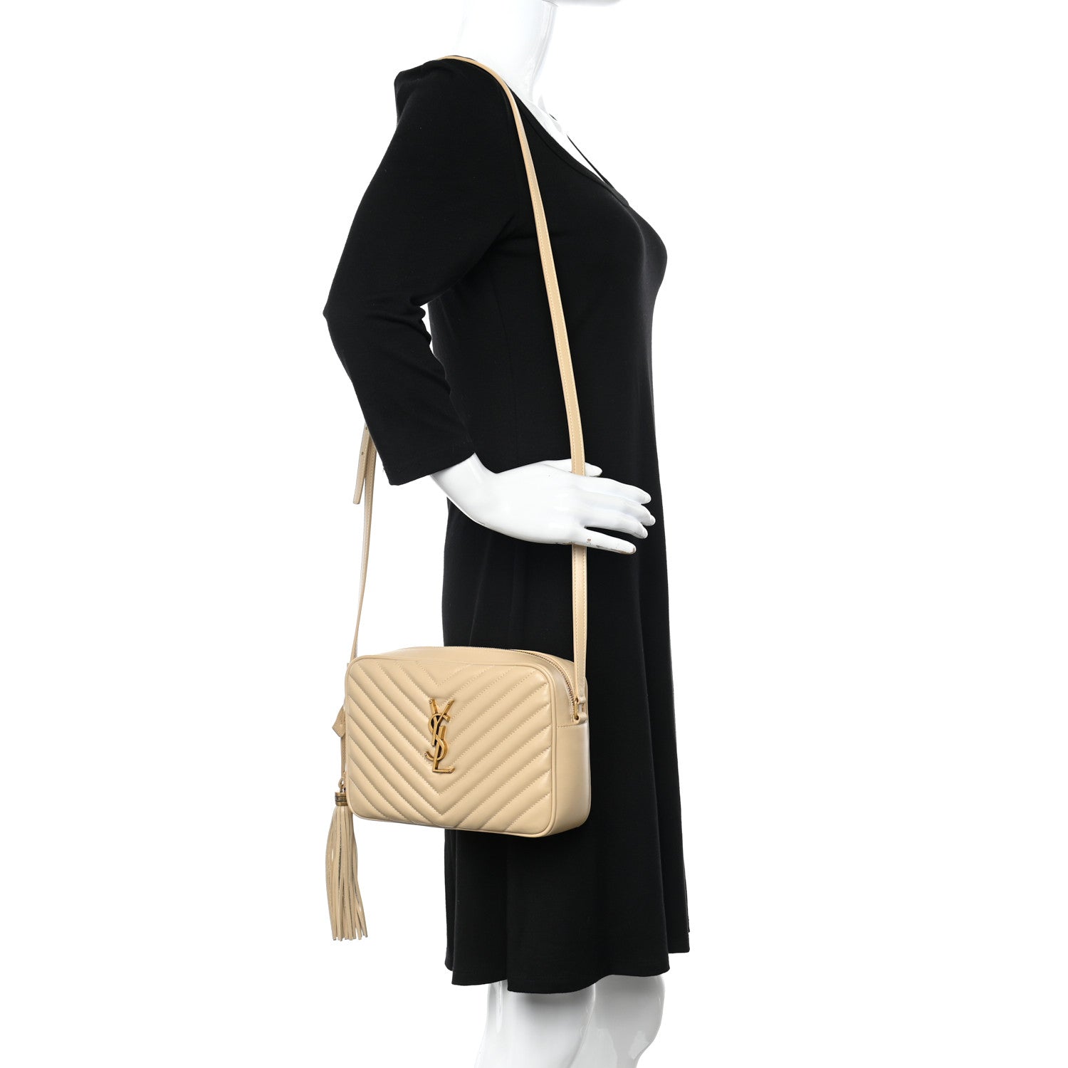 Saint Laurent Calfskin Matelasse Monogram Lou Camera Bag Nude Powder 2 of 12