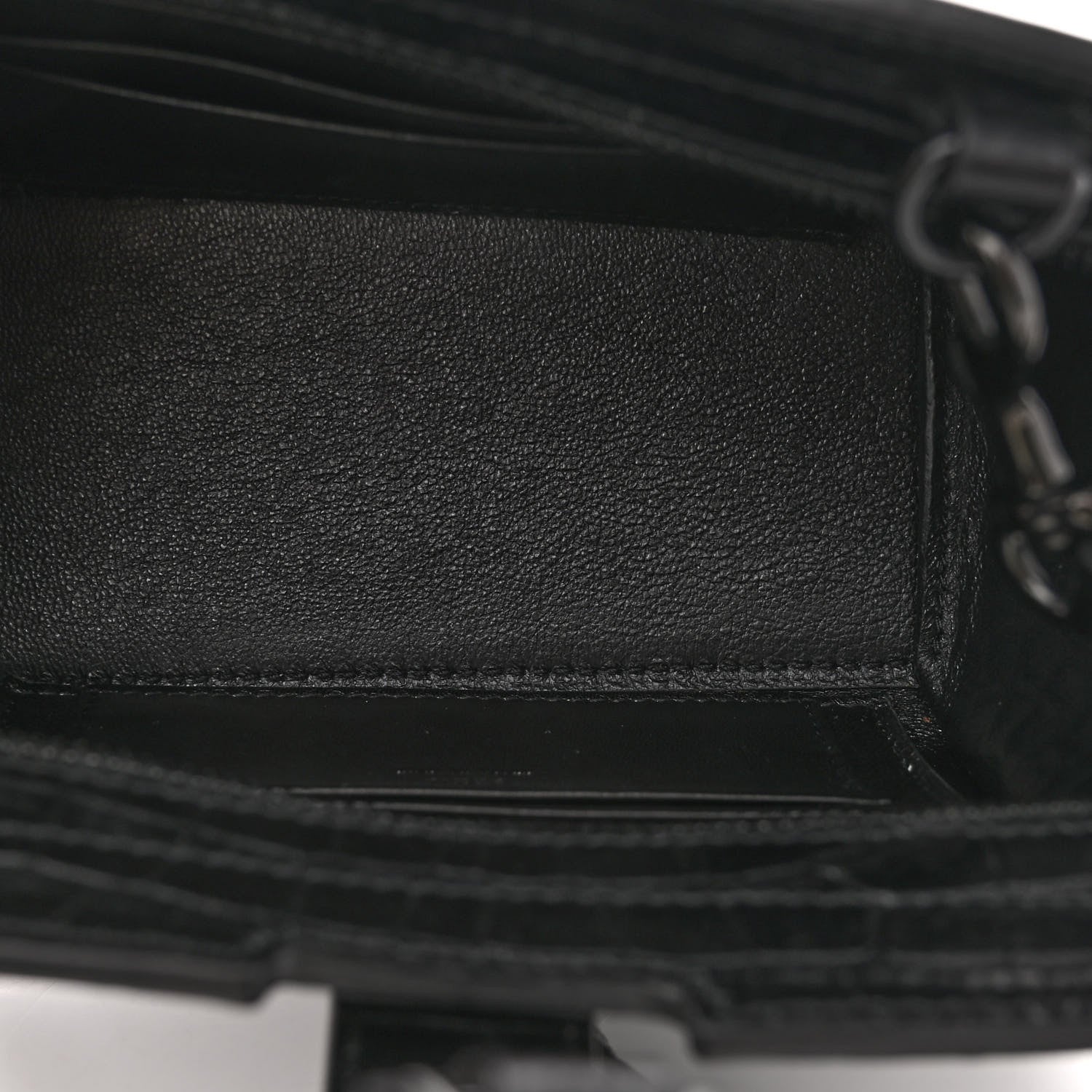 Saint Laurent Calfskin Crocodile Embossed Monogram Toy Cabas Black 5 of 9