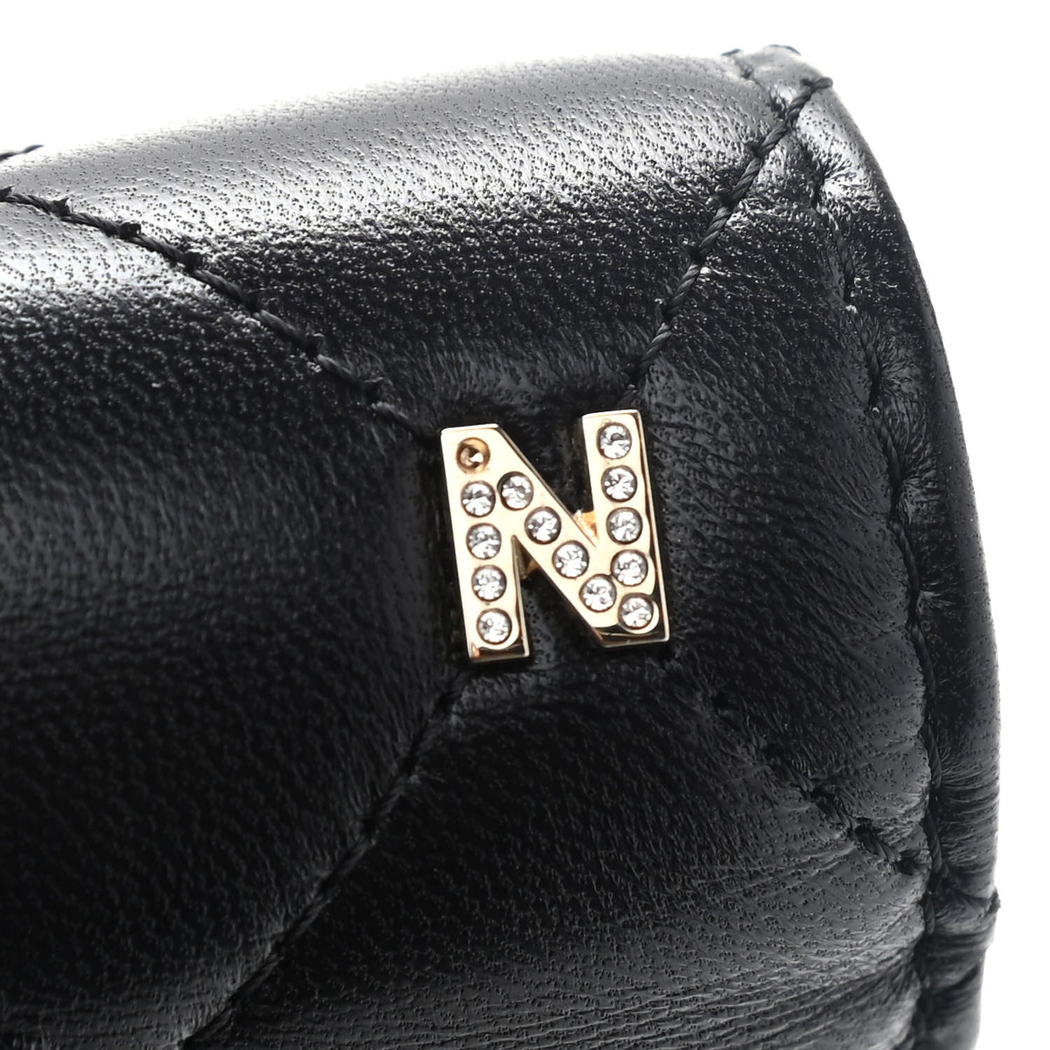 Chanel Lambskin Quilted Studded Wallet On Chain WOC Black 11 of 11