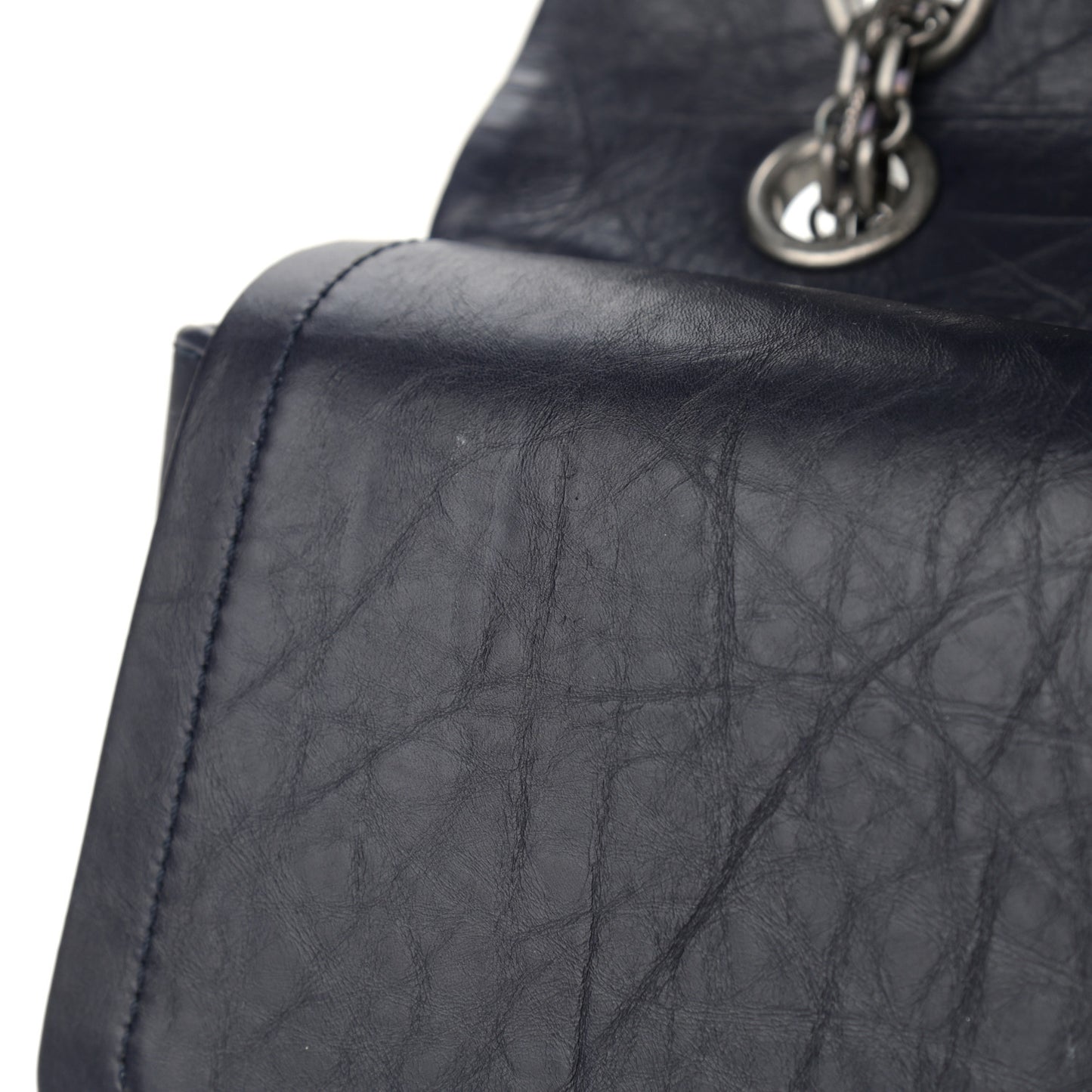 Aged Calfskin Quilted 2.55 Reissue 227 Flap Navy Blue