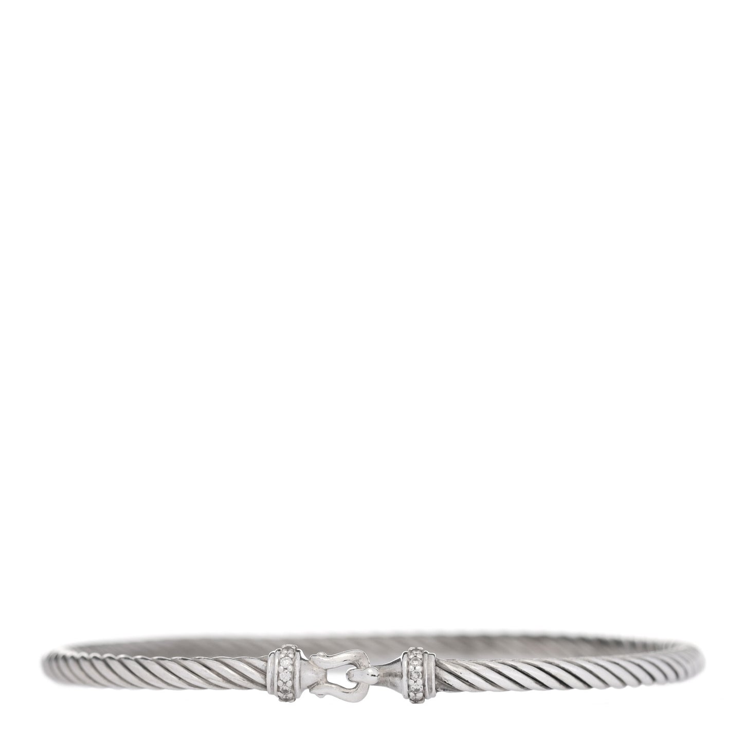 Sterling Silver Diamond 3mm Cable Buckle Bracelet
