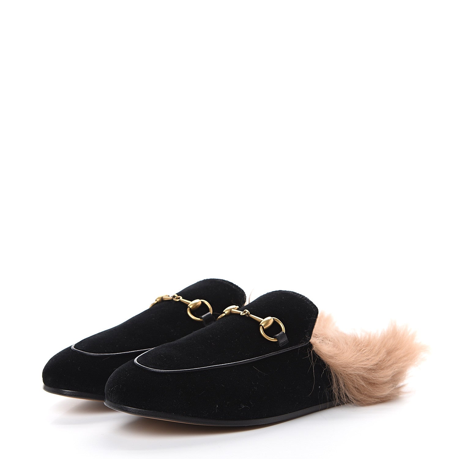 Gucci Velvet Fur Womens Princetown Slippers 38.5 Black 3 of 9