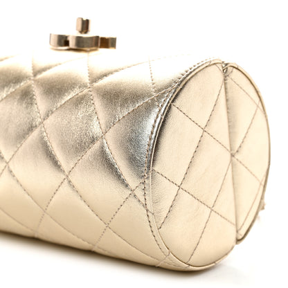 Chanel Metallic Lambskin Quilted Barrel Crossbody Bag Gold 10 of 11