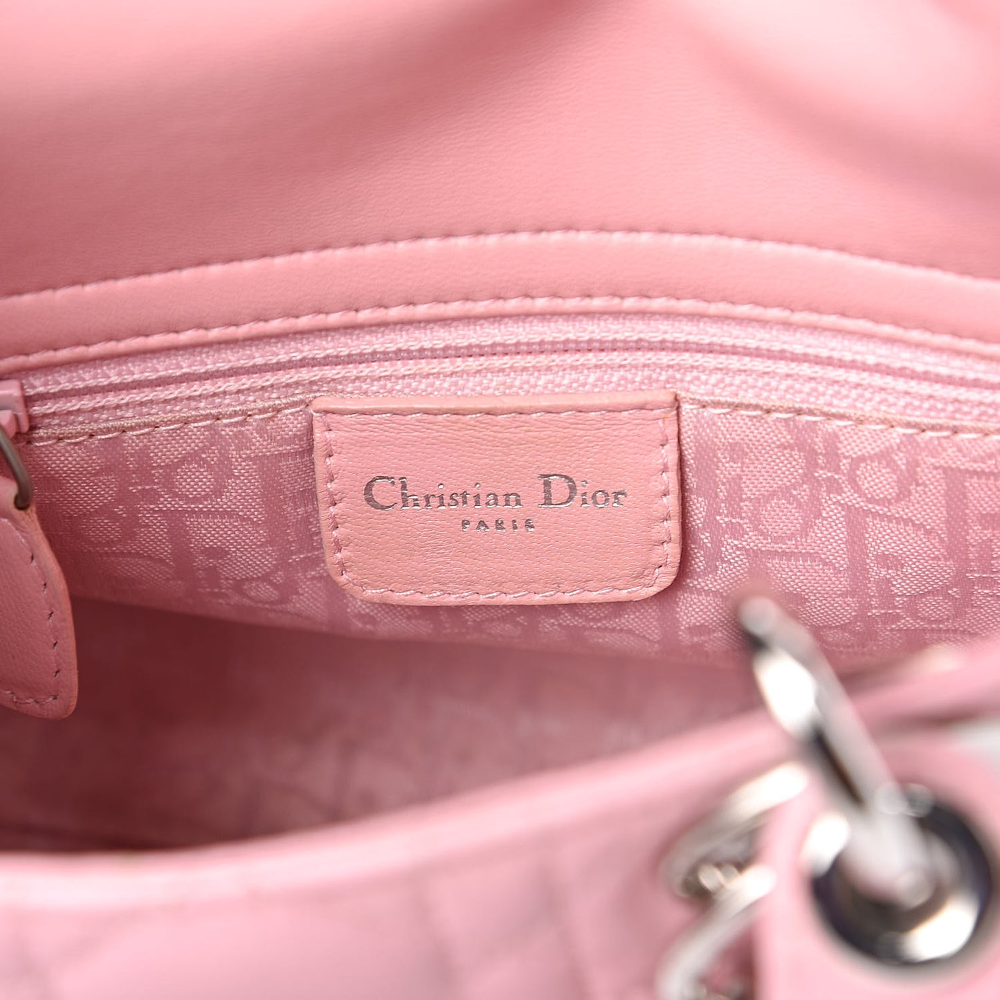 Lambskin Cannage Mini Lady Dior Rose Clair